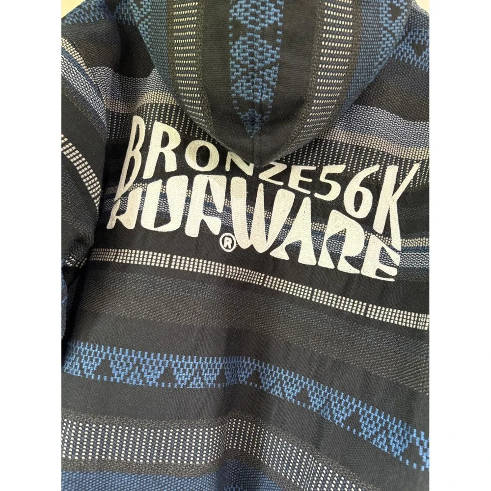 HUF X Bronze56k Mens Medium Baja Work Jacket Black Blue Baja Blanket Embroidered
